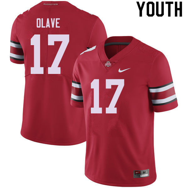 Ohio State Buckeyes Chris Olave Youth #17 Red Authentic Stitched College Football Jersey